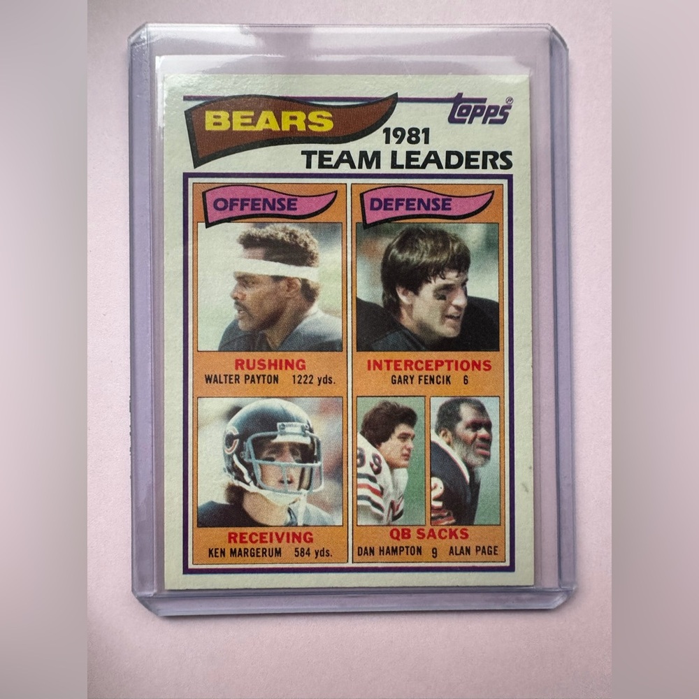 1982 Topps #292 Payton/Fencik/Margerum/Hampton/Page Chicago Bears Card